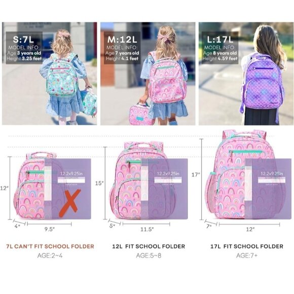 Milasies‎ Toddler Rainbow Print Backpack Pink Multicolor Rainbows Adjustable - Picture 8 of 9